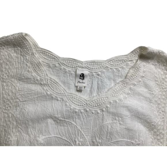 Flawles summer top butterfly sleeves embroidered peplum XS white - Picture 6 of 7